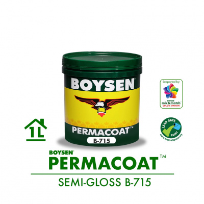 Boysen 715 1L White Permacoat Semi-Gloss Latex