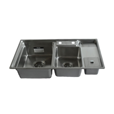 Hamden Double Bowl With Drain And Waste Bin 