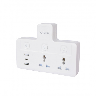 Alphalux 2g Wall Universal Ac Outlet with 2 USB Type A & 1 Type C Outlet