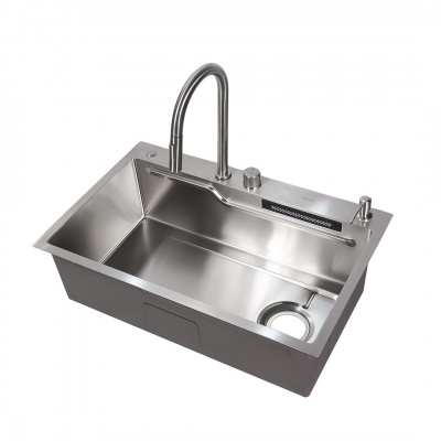 Hamden Single Bowl Kitchen Sink with Waterfall Faucet 760x480x230mm