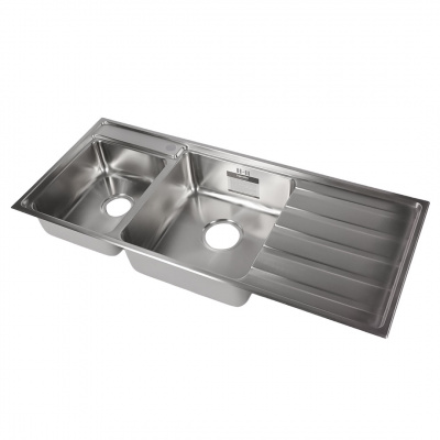 Hamden Double Bowl Kitchen Sink with Waste Drain and Chopping Board 116x50x22cm