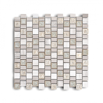 Picasso Sigrid Glass Mixed Aluminum Mosaic Tiles 300x300mm