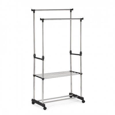 Kessel  Double Garment Rack With Shelf