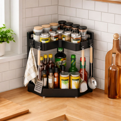 Kessel Corlis 2-Tier Corner Storage Organizer Black 42x36x46cm