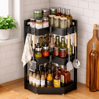 Kessel Corlis 3-Tier Corner Storage Organizer Black 42x30x61.5cm