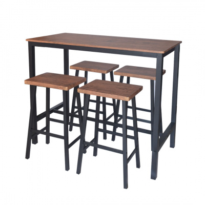 Heim Joe Oak+Black 4 Seater Bar Chair and Table