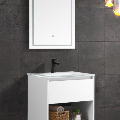 Pozzi Pvc Glass Basin Vanity Floor Standing Cabinet