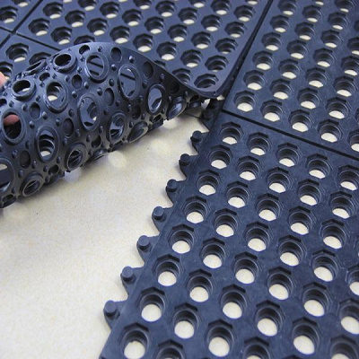 P.Tech Cm104-2 Interlocking Drainage Rubber Mat Black 16X