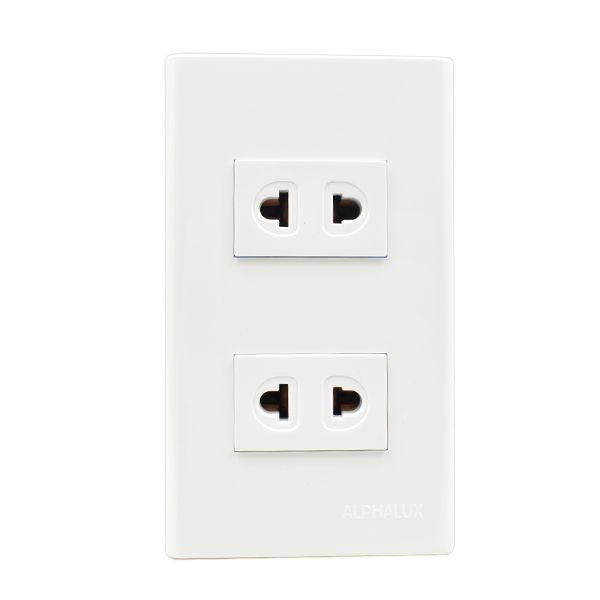 Alphalux 2 gang Universal Outlet with Plate 16a
