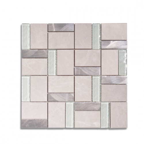 Picasso Sargon Series Glass Mixed Aluminum Mosaic Tile 300x300mm