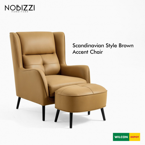 Nobizzi Scandinavian Style Brown Accent Chair