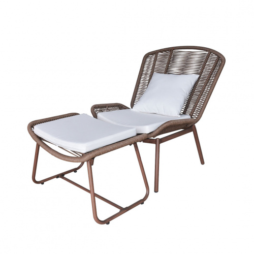 Heim Ermita Brown Outdoor Lounge Chair with Ottoman
