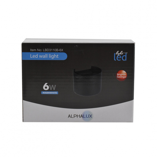 Alphalux Led Wall Lamp 6w Ww Ip65 Round