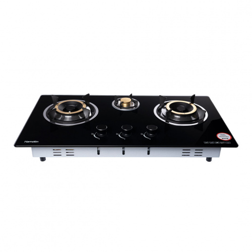 Hamden Asian 3 Burner Built In Gas Hob Tempered Glass 780x400mm