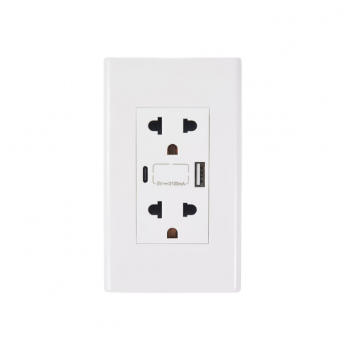 Alphalux Wide 2 Gang 16a Duplex Universal Outlet Usb+Type C