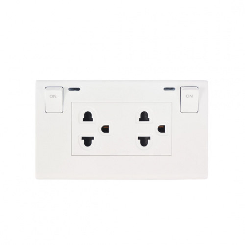 Alphalux Wide 2 Gang 16a Duplex Universal Outlet with Switch