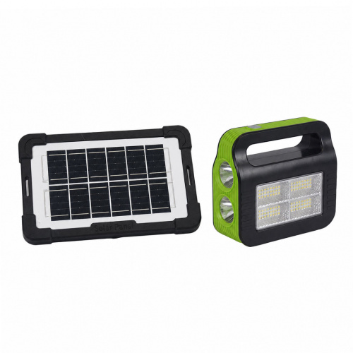 Alphalux Adam Led Rechargeable/Solar Work Light with 2-Bulb Black