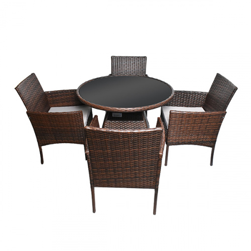Heim Edan Rattan 4 Seater Outdoor Dining Set Brown
