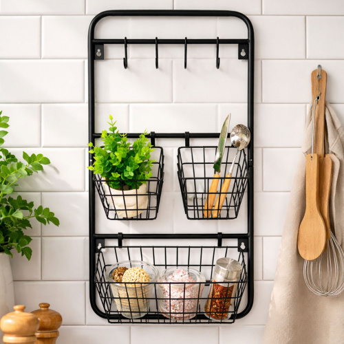 Heim Garett Wall Hung Organizer Black 31x13x59cm