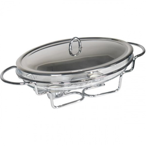 Kessel Oval Glass Food Warmer with 2pcs Candle 3L