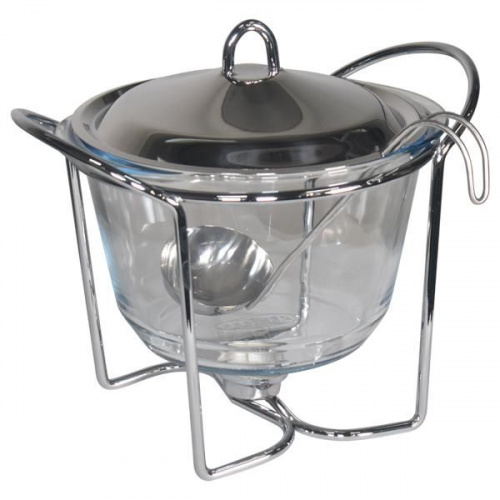 Kessel Round Glass Food Warmer with 1pc Candle 4L