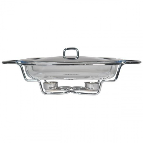 Kessel Rectangular Glass Food Warmer with 2pcs Candle 3L