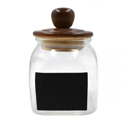 Kessel Square Glass Jar with Wood Lid 700ml