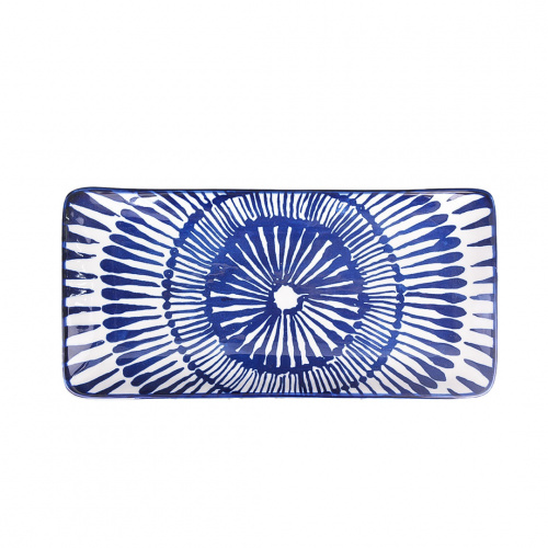 Kessel Shibori Sushi Plate Blue+White 25x12x2.5cm