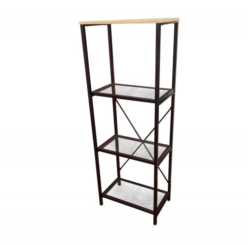 Heim Kartio Black Wood and Metal 4 Layer Shelves