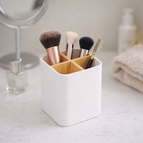 Kessel White Vanity Brush Organizer 9x9x11cm