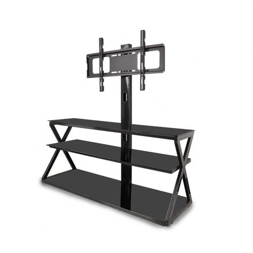 Heim Barry Black Tv Rack with 3 Layer Shelves