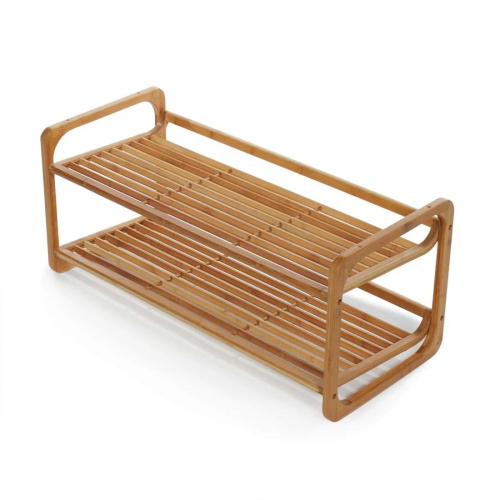 Home Basics 2-Tier Bamboo Shoe Rack