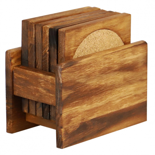 Home Basics Coaster 6pc/set Natural Pine 13.5x8.4x12cm