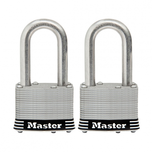 Master Weather Resistance Wide Laminated Stainless Steel Padlock 2pcs