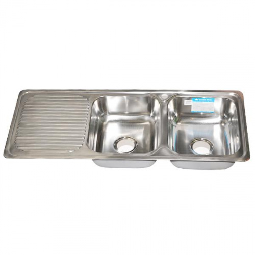 Crown  Double Bowl Left Drainboard Kitc hen Sink