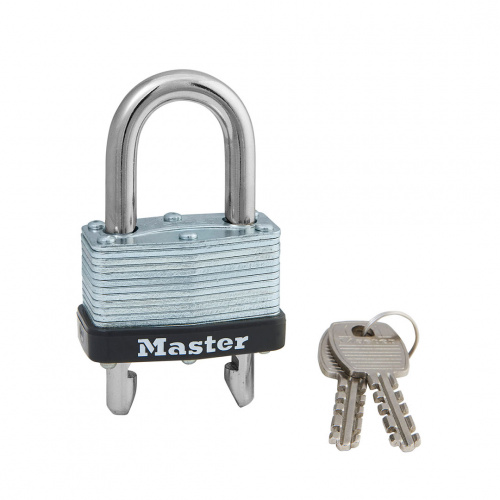 Master Wide Laminated Steel Warded Padlock with Adjustable Shackle