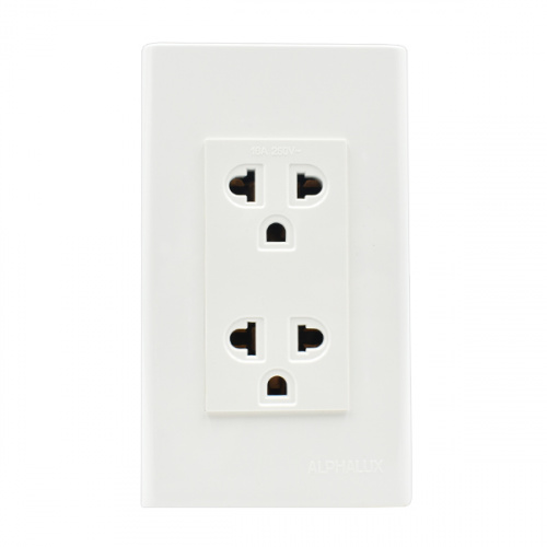 Alphalux 2 gang Duplex Universal Outlet with Ground 