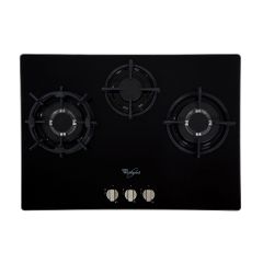 Whirlpool Akc730c Bl Built-In Hob 3 Gas On Glass Cast Iron
