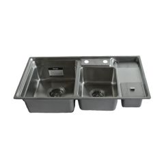 Hamden Double Bowl With Drain And Waste Bin 