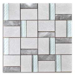 Picasso Tiles Sargon Glass Mixed Aluminum Mosaic