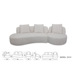 Nobizzi Harbin Mid Century Style White Boucle 3 Seater Sofa