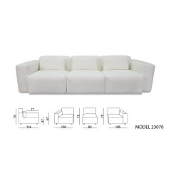 Nobizzi Hyesan Modern Style White Boucle 4 Seater Sofa