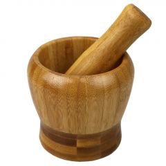 Home Basics Mortar And Pestle Natural Bamboo